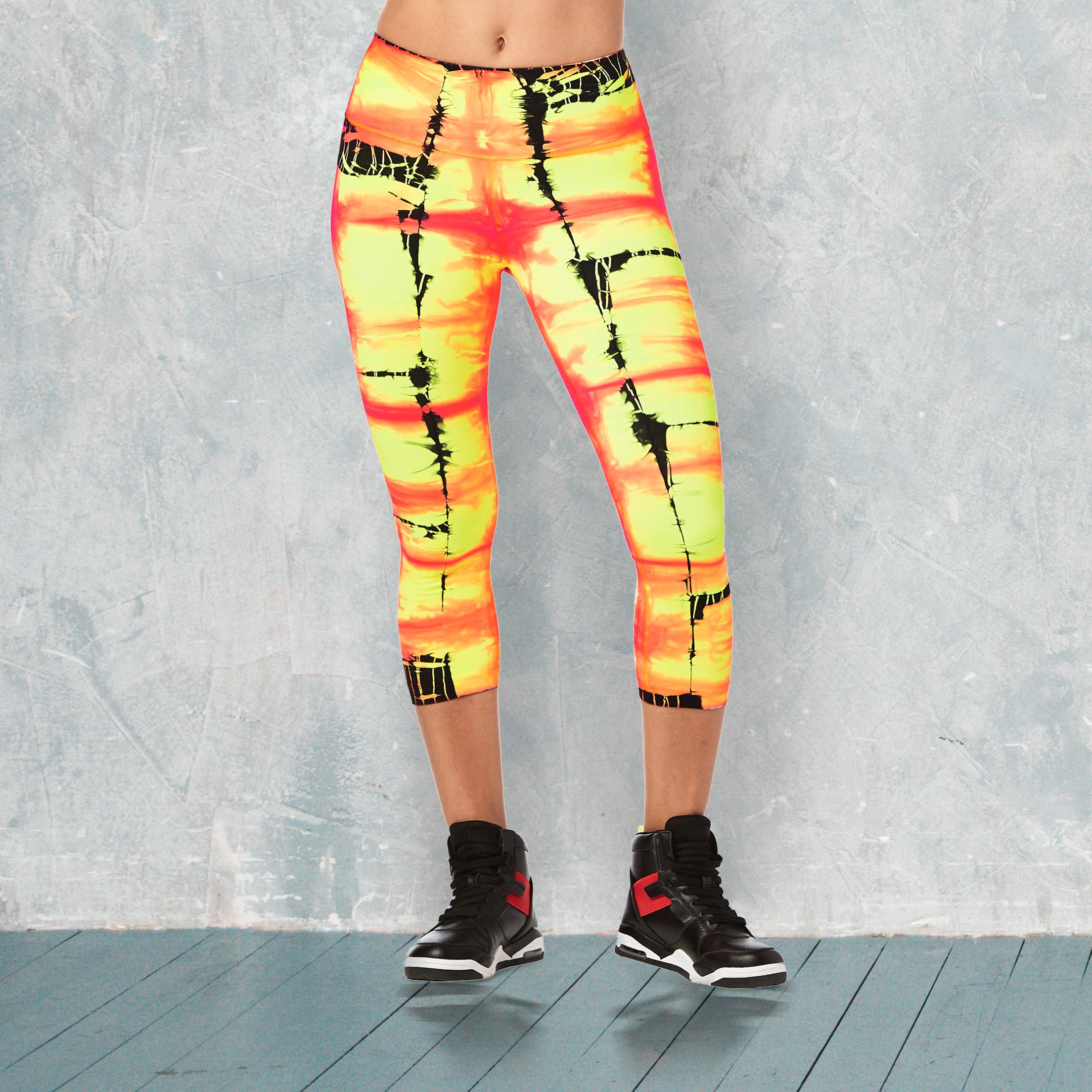 Zumba Fitness Dance Workout Active Compression Print Capri Leggings for Women