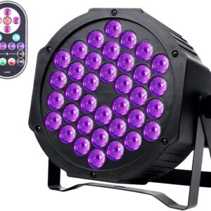 UV Black Lights, KOOT 72W Strobe Lights 36 Led Blacklight with Glow in The Dark Party Supplies by DMX and Remote Control Stage Light for DJ Wedding Church Bar Club