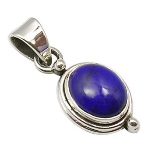 SilverStarJewel Cabochon Lapis Lazuli Pendant 1.2" Sterling Silver Fashion Gift