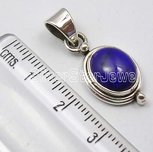 SilverStarJewel Cabochon Lapis Lazuli Pendant 1.2" Sterling Silver Fashion Gift