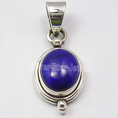 SilverStarJewel Cabochon Lapis Lazuli Pendant 1.2" Sterling Silver Fashion Gift