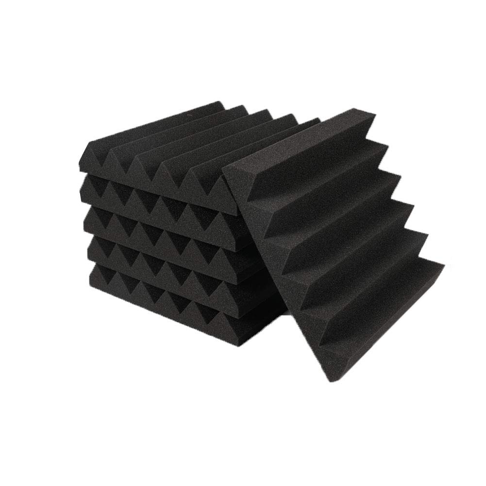 HWLIYUTAI 48 Pack Black Acoustic Foam Panels 2" X 12" X 12" Soundproofing Studio Foam Wedge Tiles Fireproof - Top Quality - Ideal for Home & Studio Sound Insulation (48Pack, BLACK) …