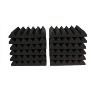 HWLIYUTAI 48 Pack Black Acoustic Foam Panels 2" X 12" X 12" Soundproofing Studio Foam Wedge Tiles Fireproof - Top Quality - Ideal for Home & Studio Sound Insulation (48Pack, BLACK) …