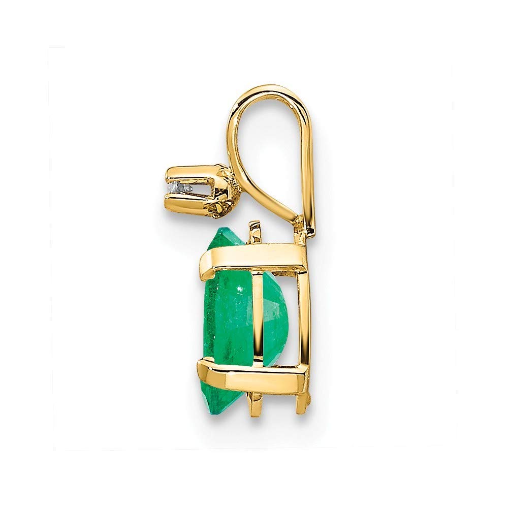 Roy Rose Jewelry 14K Yellow Gold Diamond & 1/2-Carat Oval Emerald Birthstone Pendant