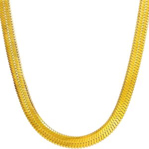 ifix cross 18k faux gold herringbone chain necklace for men women 25" long 6mm thick, 90s hip hop fake gold chain sparkling 18k costume gold chain