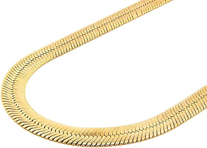 IFIX Cross 18K Faux Gold Herringbone Chain Necklace for Men Women 25" Long 6mm thick, 90s Hip Hop Fake Gold Chain Sparkling 18K Costume Gold Chain