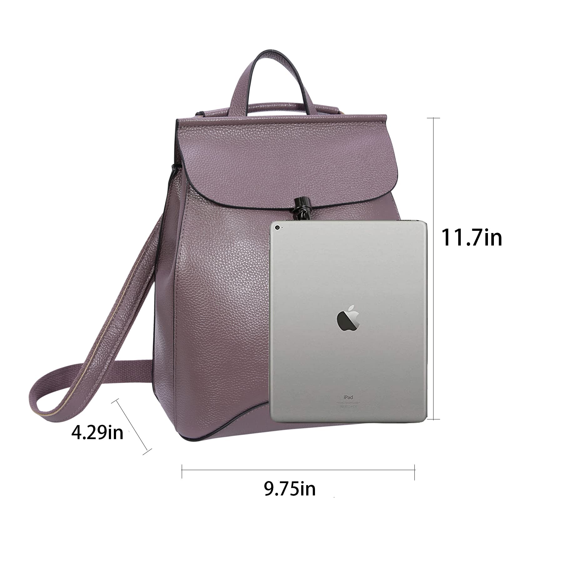 HESHE Leather Backpack Purse for Women Convertible Satchel Handbags Fashion Back Pack Purse Travel Everything Bag(Lilac)