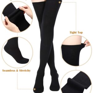 SATINIOR Extra Long Socks Thigh High Cotton Socks Extra Long Knee Boot Stockings for Women (Black)