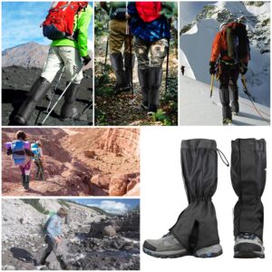 Pasanava Leg Gaiters Waterproof and Adjustable Snow Boot Gaiters One Size for Hiking,Walking,Hunting,Backpacking and Outdoor Climbing for Men and Women (Black)