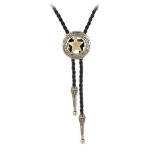 brbam western cowboy texas style vintage bolo tie fashion texas map and lone star leather bolo tie necktie necklace (style 7 - gold)