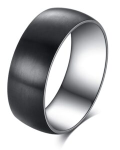 ofeiyaa titanium steel rings for men women engagement wedding band matte brushed 8mm comfort fit size 13.5