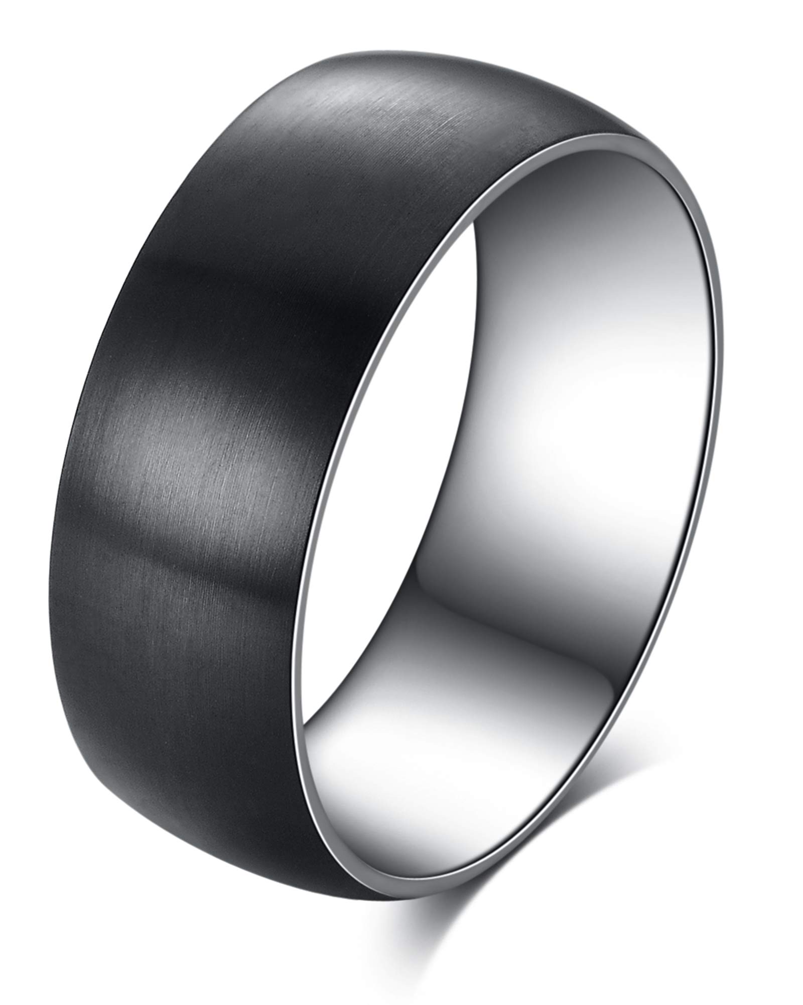 Ofeiyaa Titanium Steel Rings for Men Women Engagement Wedding Band Matte Brushed 8mm Comfort Fit Size 13.5