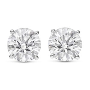 houston diamond district 1/4 0.25 carat natural round brilliant solitaire diamond stud earrings for women 14k white gold 4 prong push back (g-h color si2-i1 clarity)