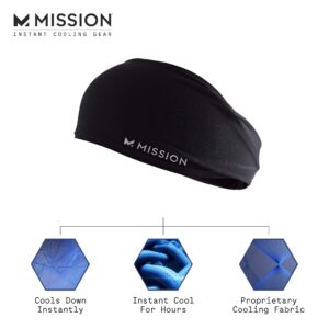 Mission Cooling Tapered Headband, Black - Lightweight & Breathable - Cools Up to 2 Hours - UPF 50 Sun Protection - Machine Washable