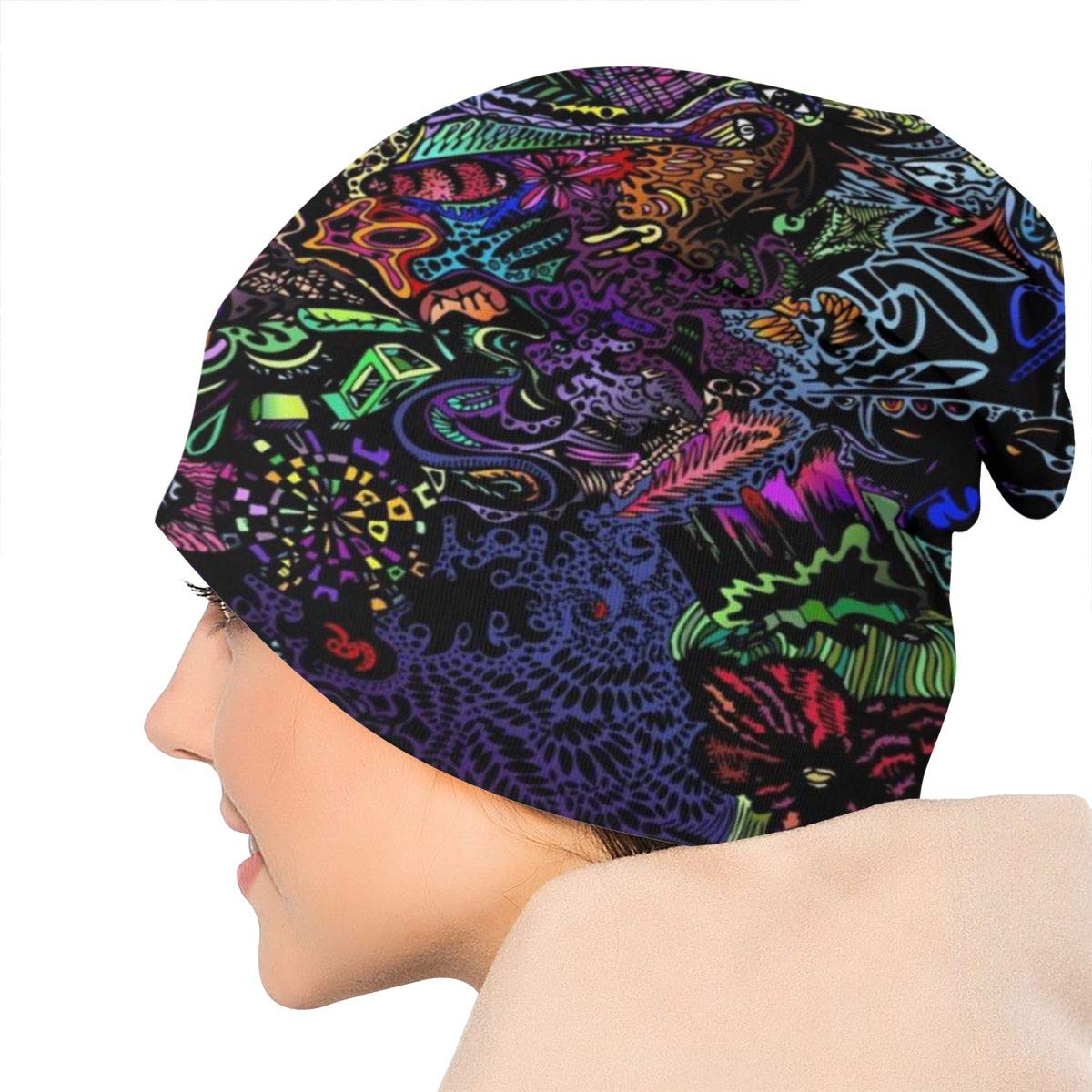 Trippy Psychedelic Art (2) Beanie Men Women Unisex Skull Knit Hat Cap