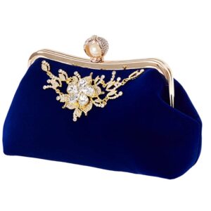 zlmbagus women evening clutch purse bag party prom wedding bride purse chain handbags blue