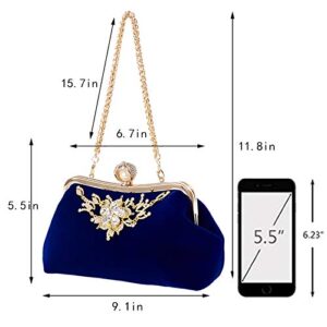 ZLMBAGUS Women Evening Clutch Purse Bag Party Prom Wedding Bride Purse Chain Handbags Blue