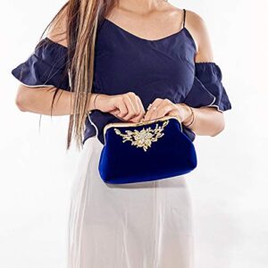 ZLMBAGUS Women Evening Clutch Purse Bag Party Prom Wedding Bride Purse Chain Handbags Blue