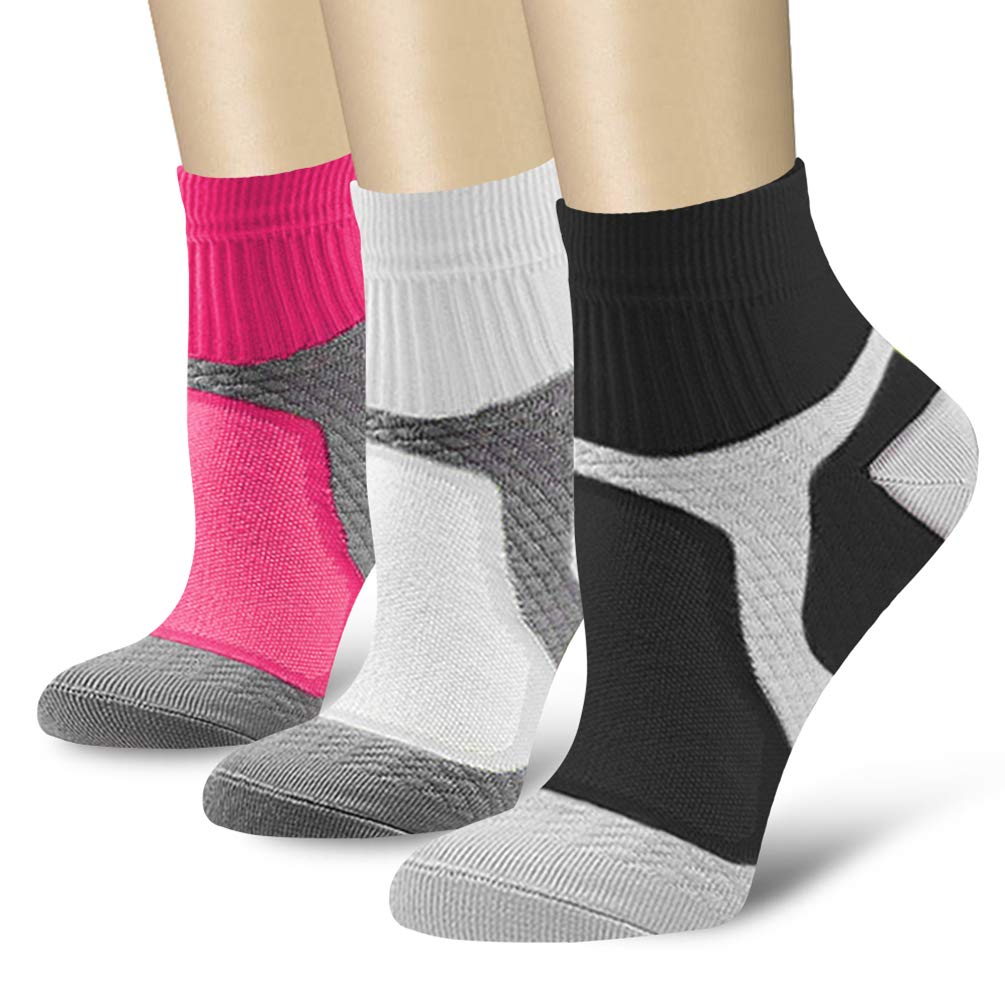 QUXIANG Compression Socks for Women & Men Circulation 3/6/7 Pairs Arch Ankle Support 15-20 mmHg Best for Running Cycling (Multi 06, S/M)