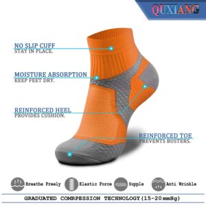 QUXIANG Compression Socks for Women & Men Circulation 3/6/7 Pairs Arch Ankle Support 15-20 mmHg Best for Running Cycling (Multi 06, S/M)