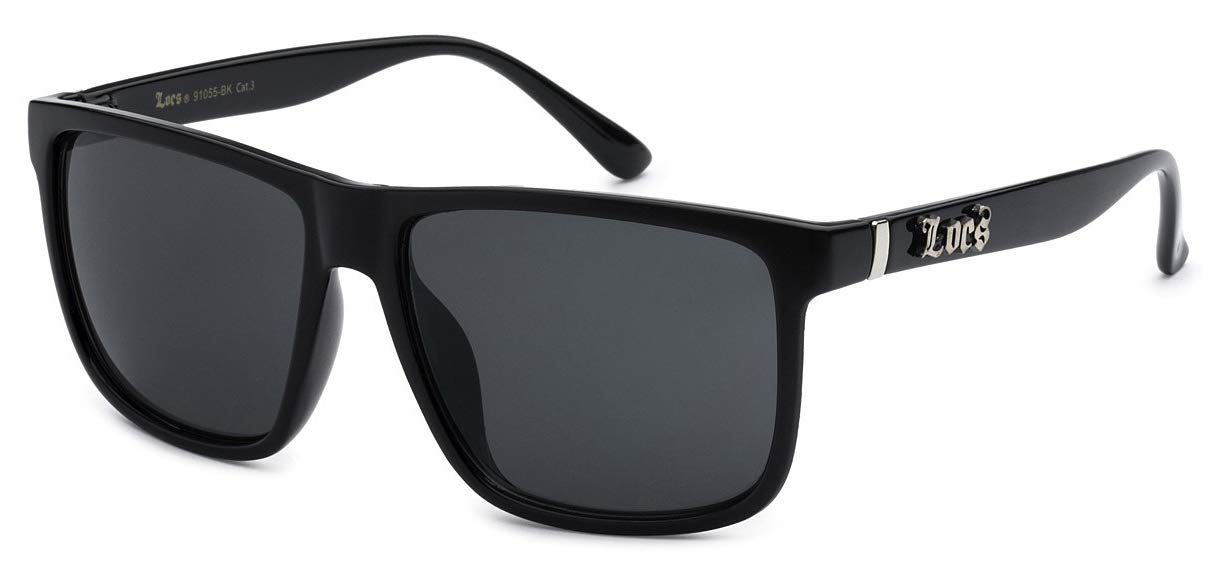 Locs 91055 Black Sunglasses | Authentic Gangster Oversized Eyewear Flat Top Shades