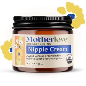 Motherlove Nipple Cream (2 oz) Organic Lanolin-Free Nipple Cream for Breastfeeding—Benefits Nursing & Pumping Moms