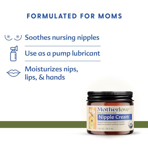 Motherlove Nipple Cream (2 oz) Organic Lanolin-Free Nipple Cream for Breastfeeding—Benefits Nursing & Pumping Moms