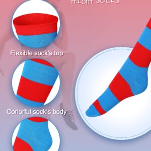 SATINIOR 3 Pairs Blue and Red Striped Long Knee Thigh High Striped Socks Tight for Women