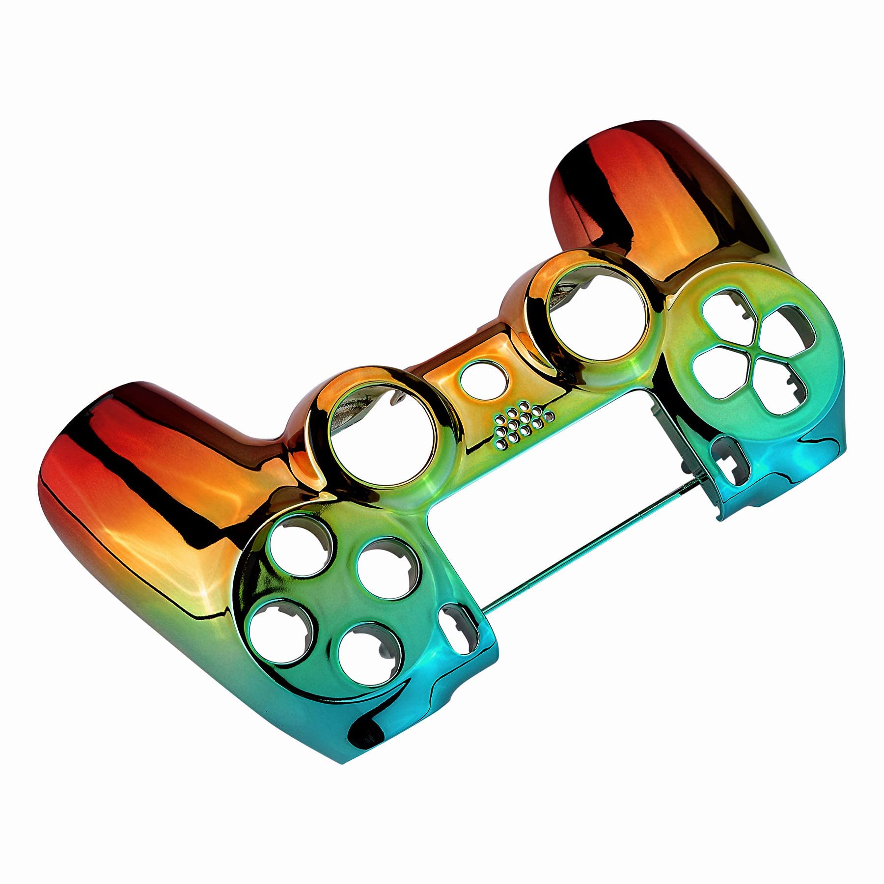 eXtremeRate Tri-Color Gradient Replacement Faceplate Cover, Chrome Cyan Gold Red Front Housing Shell Compatible with ps4 Pro Slim Controller CUH-ZCT2 JDM-040 JDM-050 JDM-055 - Controller NOT Included