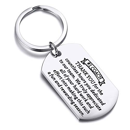 FUSTMW Coach Thank You Keychain #1 Coach Gift Appreciation Gift for Football Basketball Soccer Baseball Coach Retirement Gift (#1 Coach Gift)