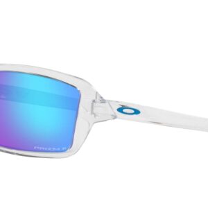 Oakley Men's OO9129 Cables Rectangular Sunglasses, Polished Clear/Prizm Sapphire Polarized, 63 mm