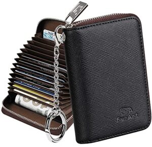 furart credit card wallet, zipper card cases holder for men women, rfid blocking, keychain wallet, compact size