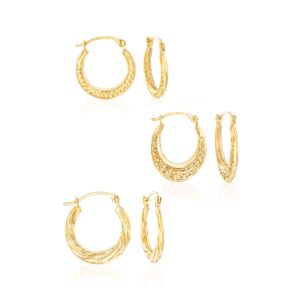 Ross-Simons 14kt Yellow Gold Jewelry Set: 3 Pairs Of Hoop Earrings