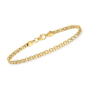 rs pure by ross-simons italian 14kt yellow gold bismark-link bracelet. 7 inches