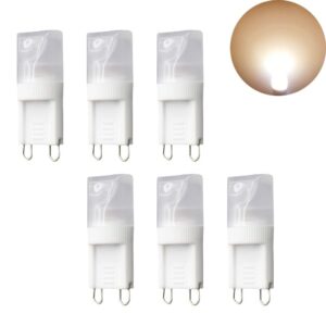 Mini G9 LED Bulb 2W(6 Pack), G9 Short LED Bulbs Replacement 20W Equivalent Halogen Bulbs Warm White 3000K G9 Light Bulbs for Home Lighting Application, Ceiling Fan, Dimmable, AC110V