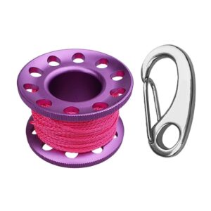 leipupa scuba diving finger reel spool with 10m line and clip for underwater divers - purple