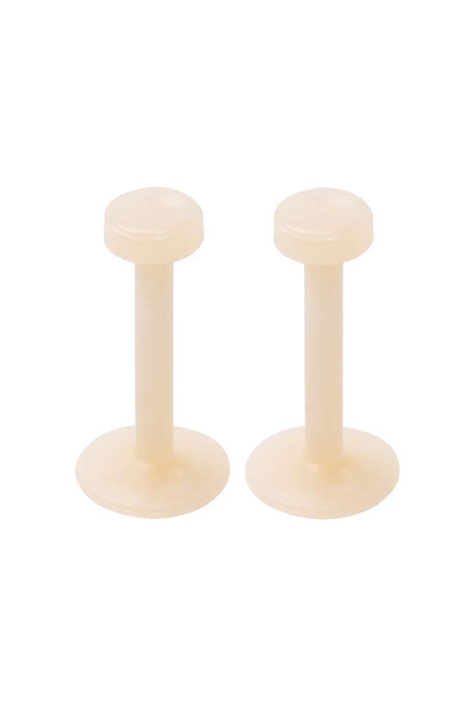 Pair of 16GA Flesh Tone Flexible Bioflex Removable Push Top Piercing Retainers, Metal & Allergy Free for Lips, Ears, Nose, Labret, Monroe (Light - 10mm (3/8"))