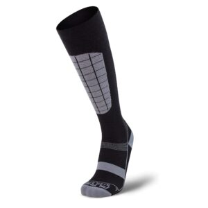 pure athlete alpine ski socks wool snowboard and skiing warm midweight socks merino men and women (l/xl, 1 pair - black/grey)