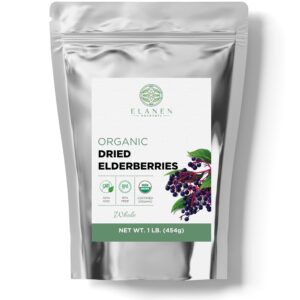 Organic Elderberries 1 lb. (16 oz), USDA Certified Organic Dried Elderberries Bulk, Elderberry Dried Organic, Dried Elderberry Berries Organic, Elder, Whole