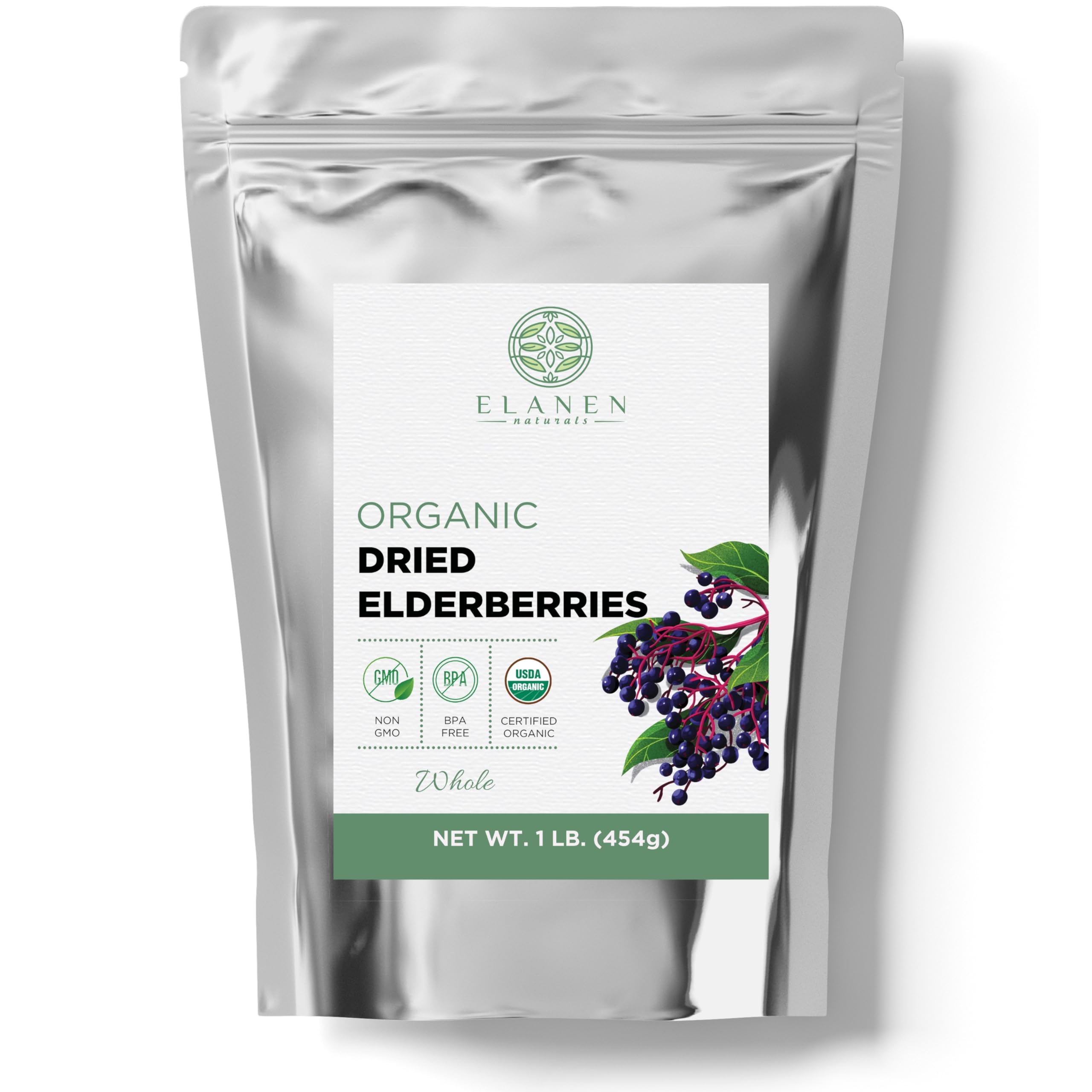 Organic Elderberries 1 lb. (16 oz), USDA Certified Organic Dried Elderberries Bulk, Elderberry Dried Organic, Dried Elderberry Berries Organic, Elder, Whole