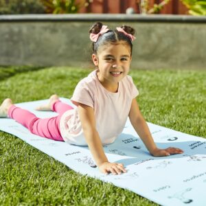 Really Good Stuff Kids Yoga Mat with 24 Illustrated Poses – Safe, Zero-Phthalate – 5mm Thick, Non-Slip, Soft Exercise Mat for Kids, Teens, Toddlers (68” x 24”) Perfect For Home And Classroom