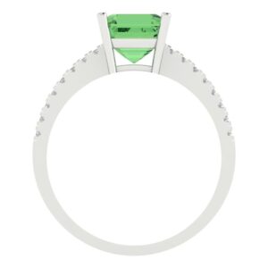 Clara Pucci 1.66 ct Asscher Cut Solitaire Green Simulated Diamond Designer Anniversary Bridal Engagement Ring 14k White Gold