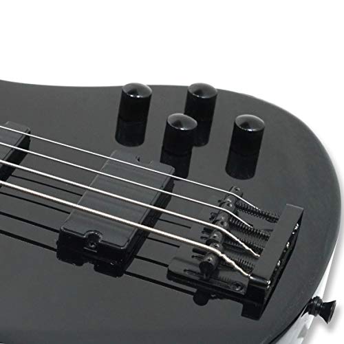 Tario Left-handed 4 String Black Electric Bass, Bolt-on Maple Neck, Poplar Body