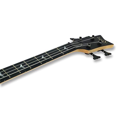 Tario Left-handed 4 String Black Electric Bass, Bolt-on Maple Neck, Poplar Body