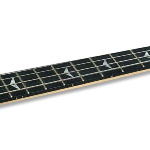 Tario Left-handed 4 String Black Electric Bass, Bolt-on Maple Neck, Poplar Body