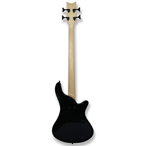 Tario Left-handed 4 String Black Electric Bass, Bolt-on Maple Neck, Poplar Body