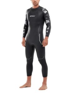 men’s propel:2 wetsuit – triathlon full body wetsuit with back zipper closure, black textural-geo, xl – men’s full wetsuit for freediving, swimming