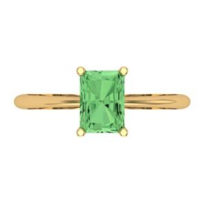 clara pucci 1.0 ct radiant cut solitaire green simulated diamond bridal designer anniversary engagement ring 14k yellow gold