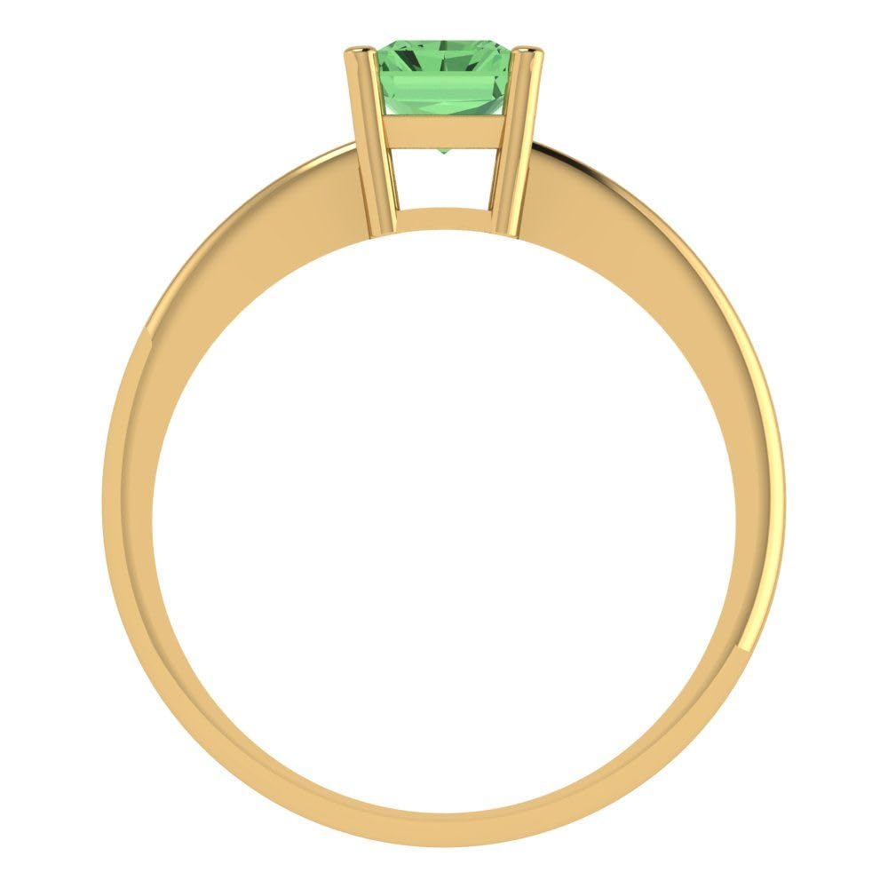 Clara Pucci 1.0 ct Radiant Cut Solitaire Green Simulated Diamond Bridal Designer Anniversary Engagement Ring 14k Yellow Gold