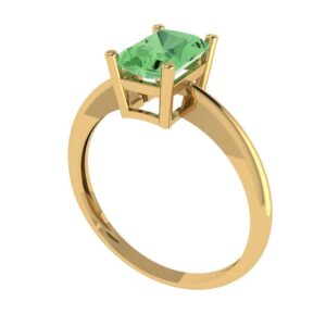 Clara Pucci 1.0 ct Radiant Cut Solitaire Green Simulated Diamond Bridal Designer Anniversary Engagement Ring 14k Yellow Gold